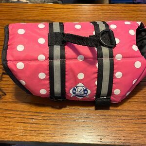 Paws Aboard Puppy Dog Life Jacket Outfit Safety Swim Pink White Polka Dot xs